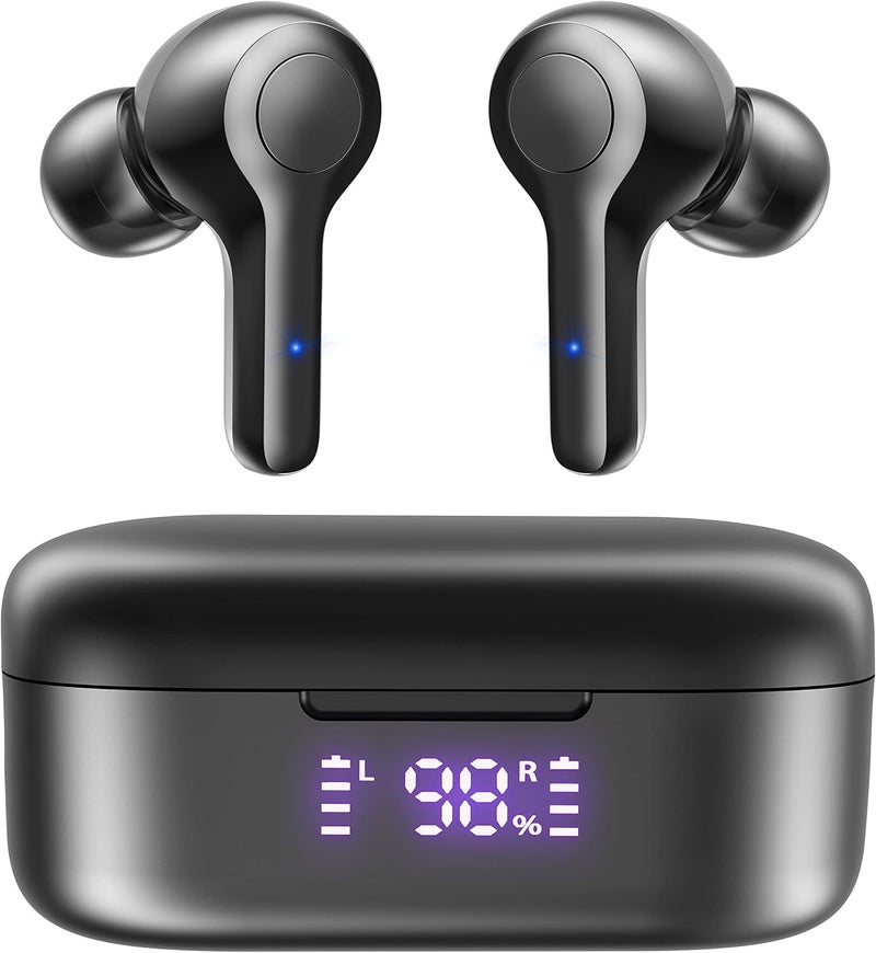 MOZOTER Bluetooth 5.3 Wireless Earbuds,Deep Bass Loud Sound Clear Call Noise Cancelling with 4 Microphones in-Ear Headphones with Wireless Charging Case Compatible for iPhone Android,Workout - Image 1